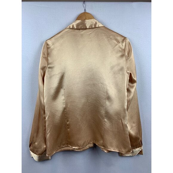 JM Collection Womens Satin Blouse Size 8 Gold - Picture 5 of 6